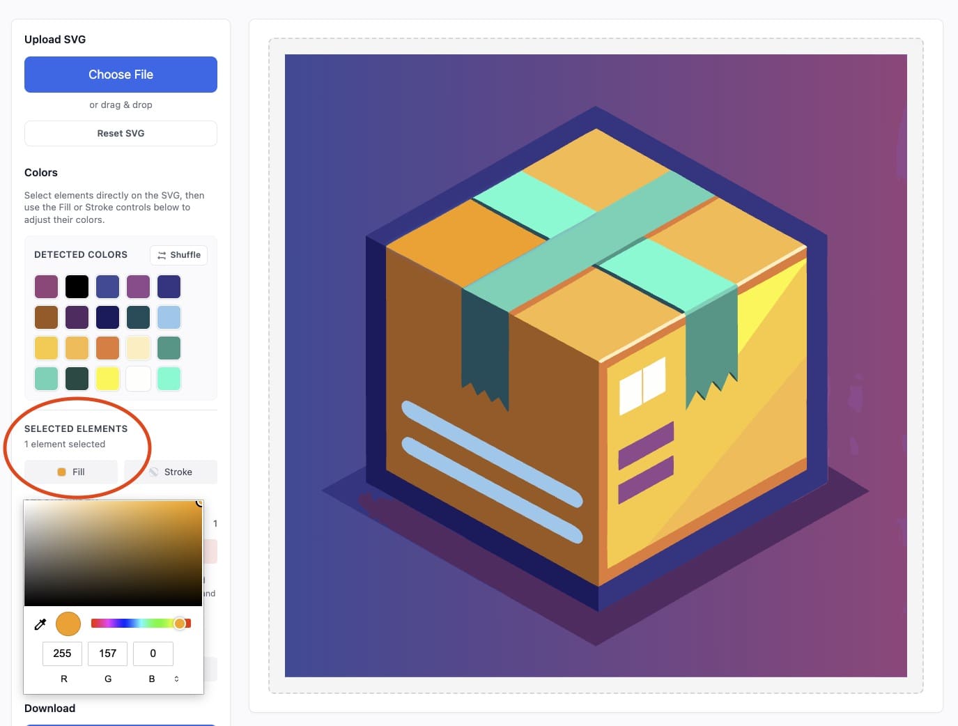 select element on SVG design