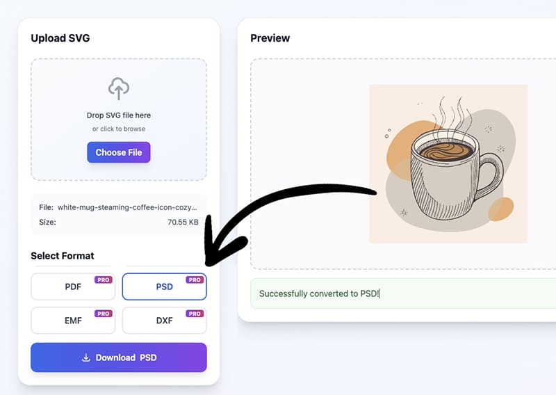 convert svg into psd format online