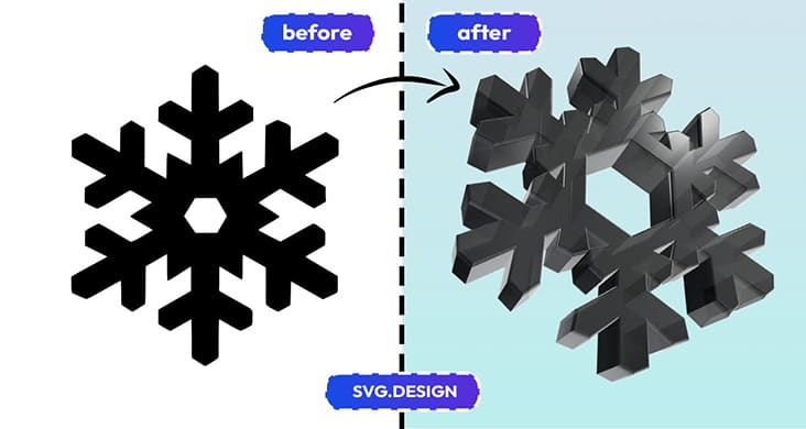 vector to 3d snowflake